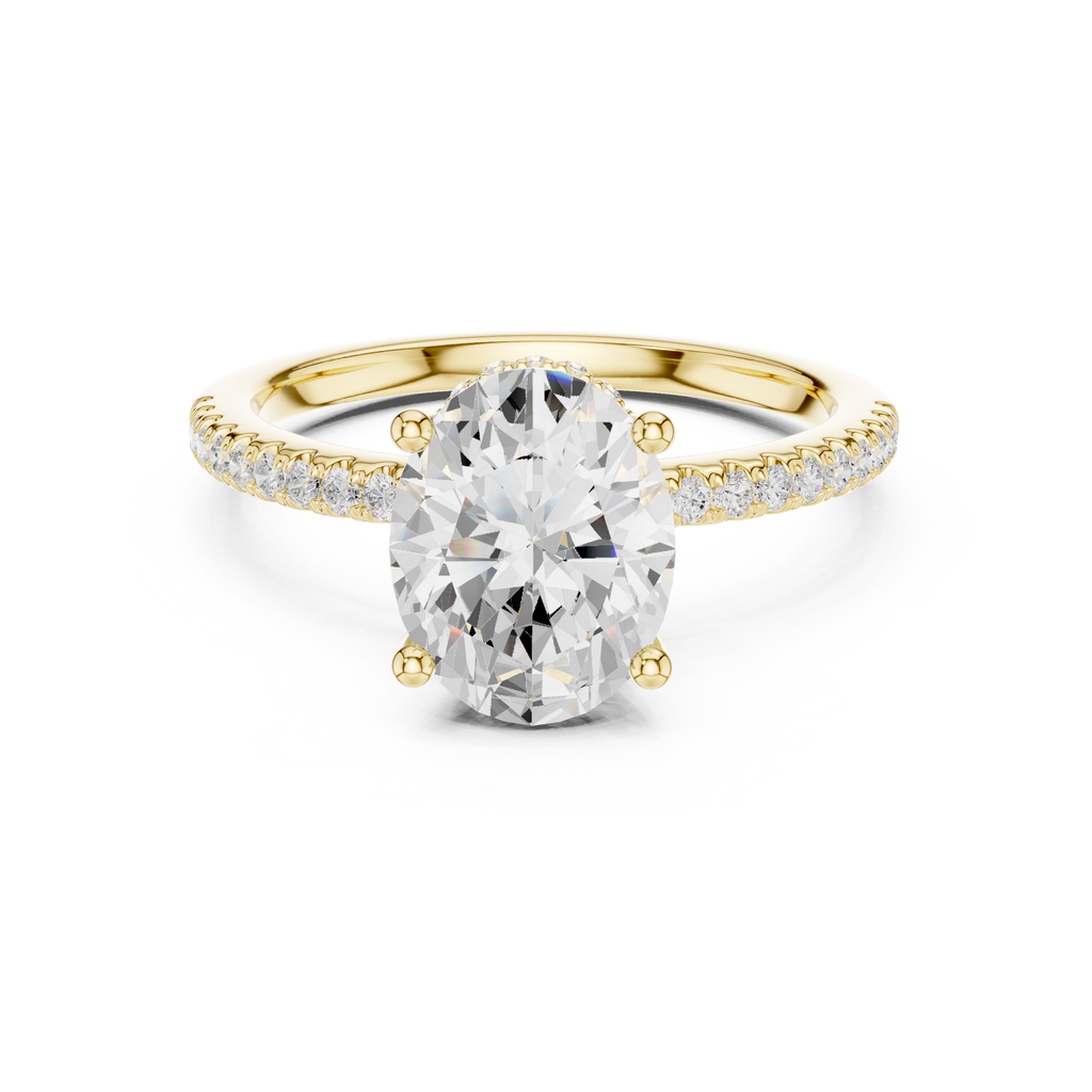 2.00 CT Oval Cut Diamond Hidden Halo Pavé Engagement Ring