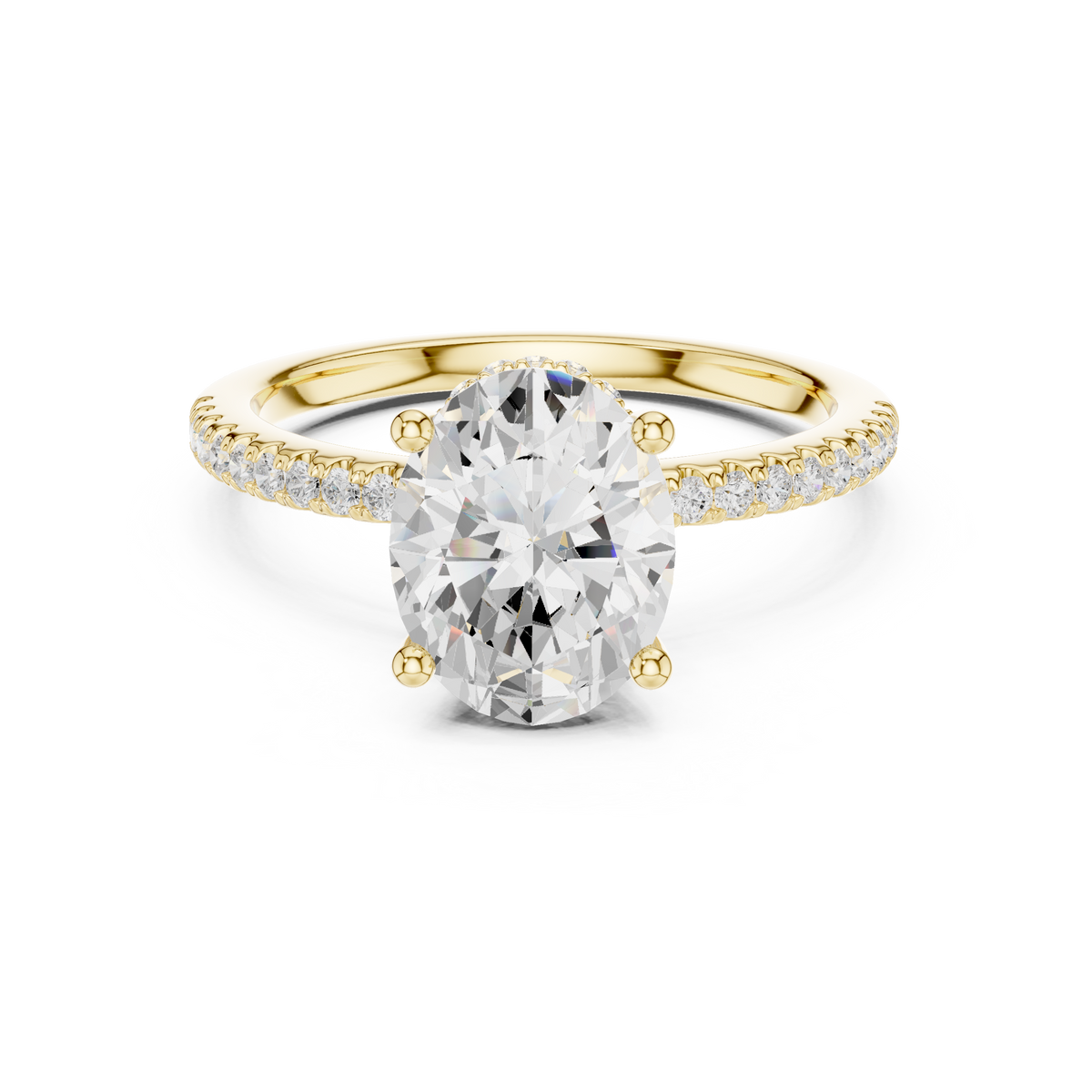 2.31 CTW Oval Cut Diamond Hidden Halo Pavé Engagement Ring – view 9 of 12, lab grown diamond ring | Jewelix Atelier
