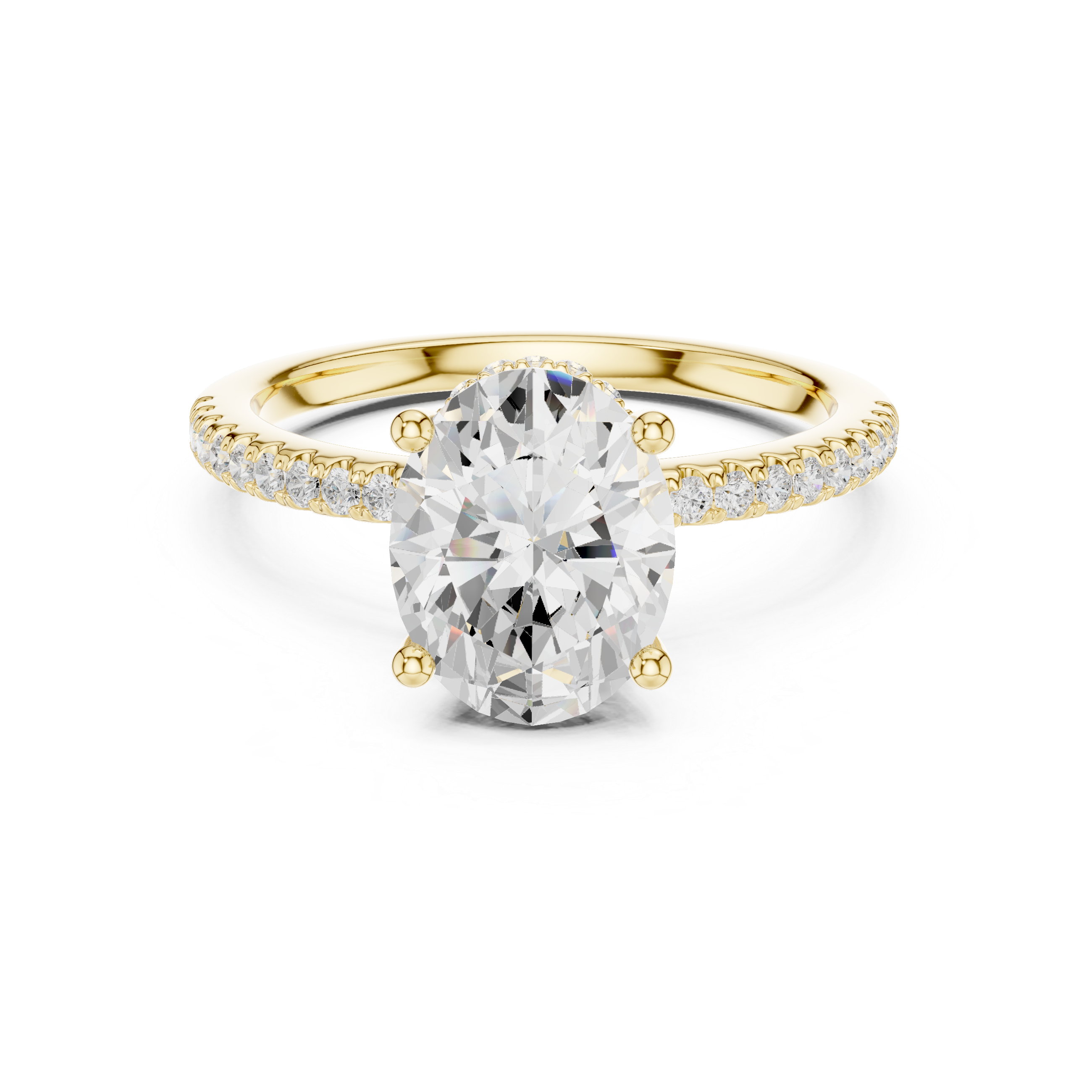 2.00 CT Oval Cut Diamond Hidden Halo Pavé Engagement Ring