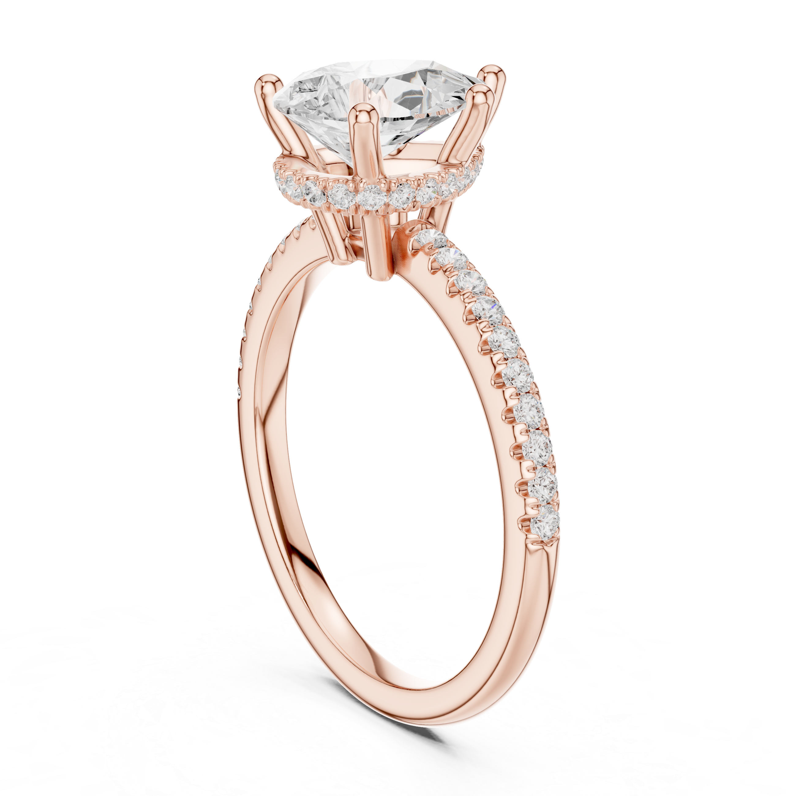 2.00 CT Pear Cut Diamond Hidden Halo Pavé Engagement Ring