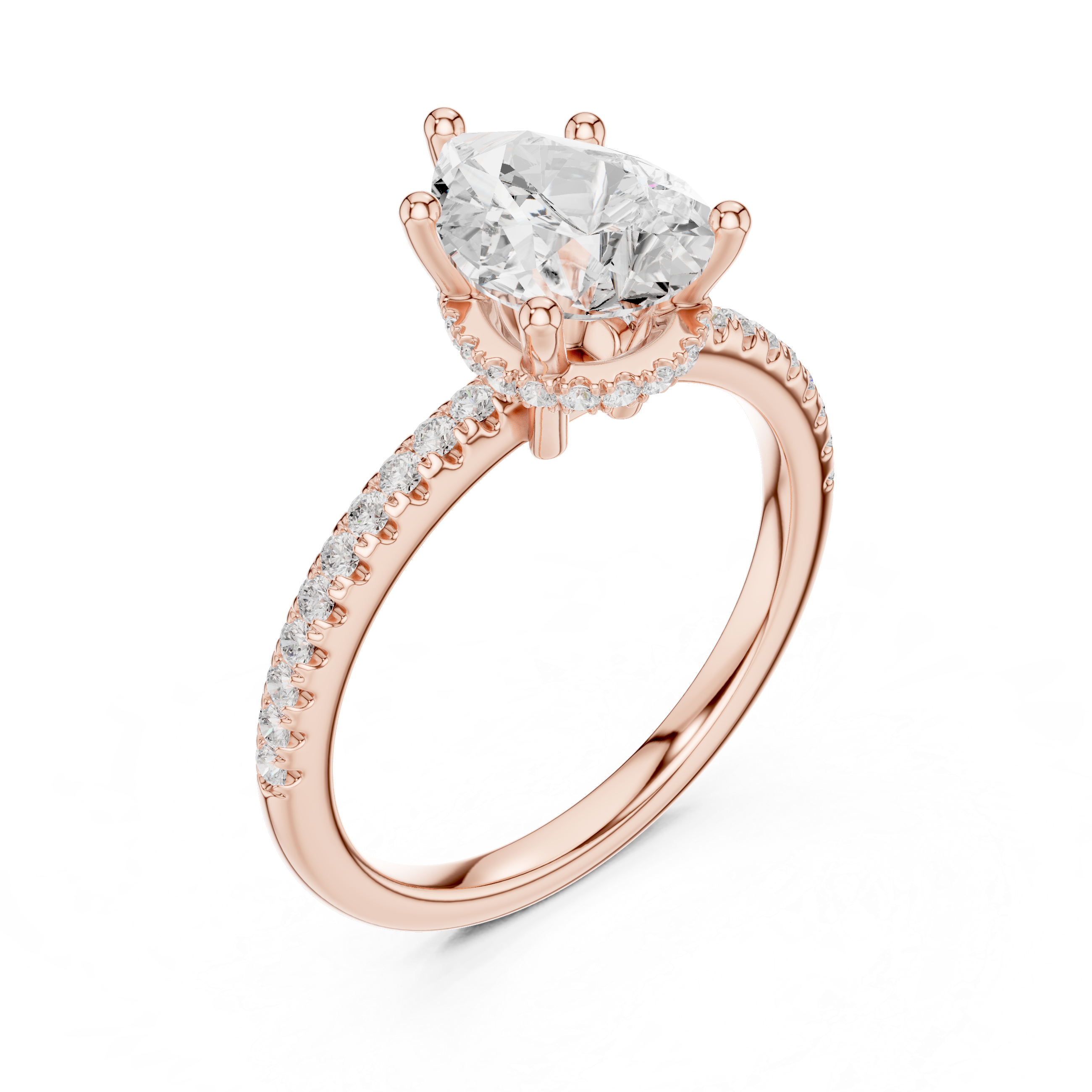 2.00 CT Pear Cut Diamond Hidden Halo Pavé Engagement Ring