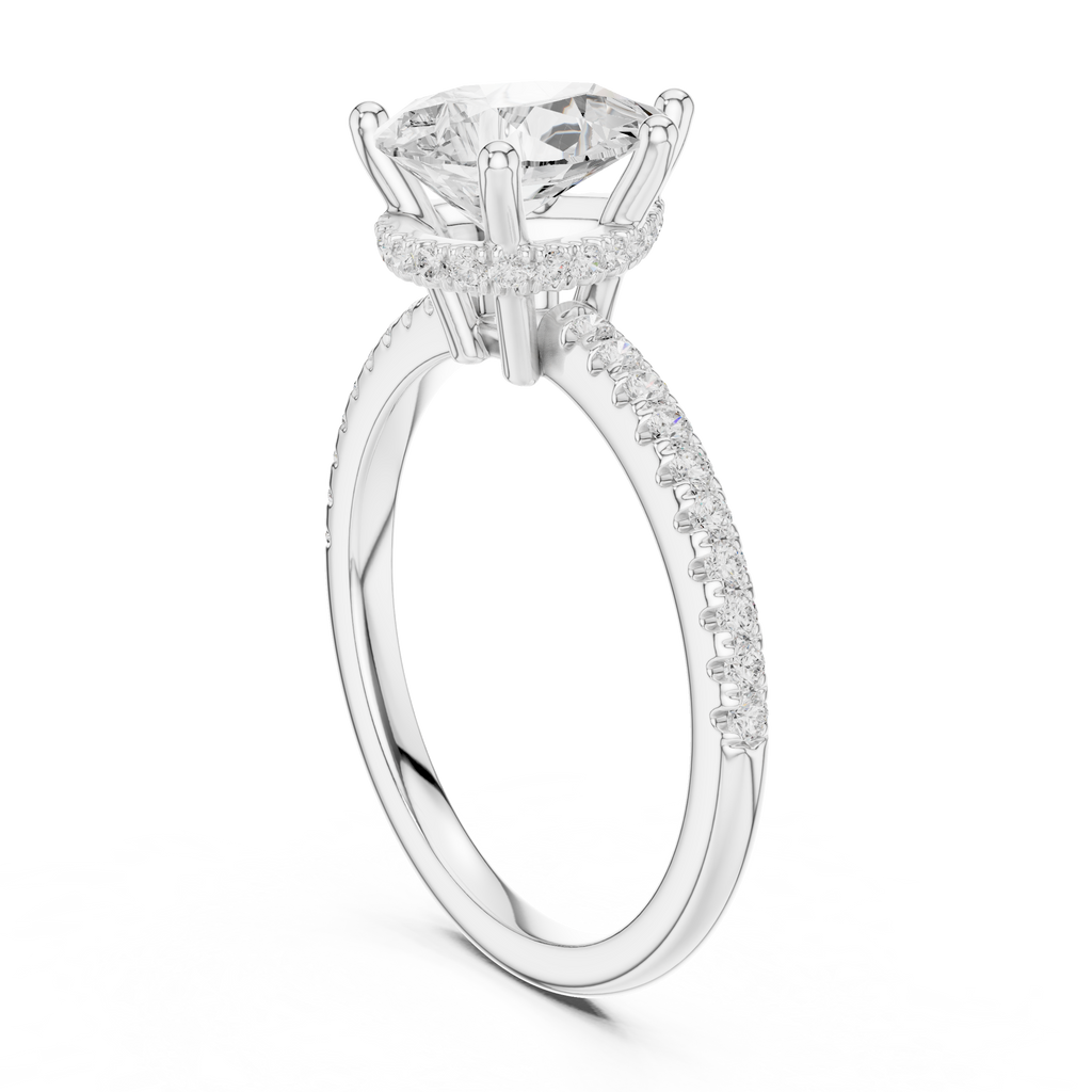 2.00 CT Pear Cut Diamond Hidden Halo Pavé Engagement Ring