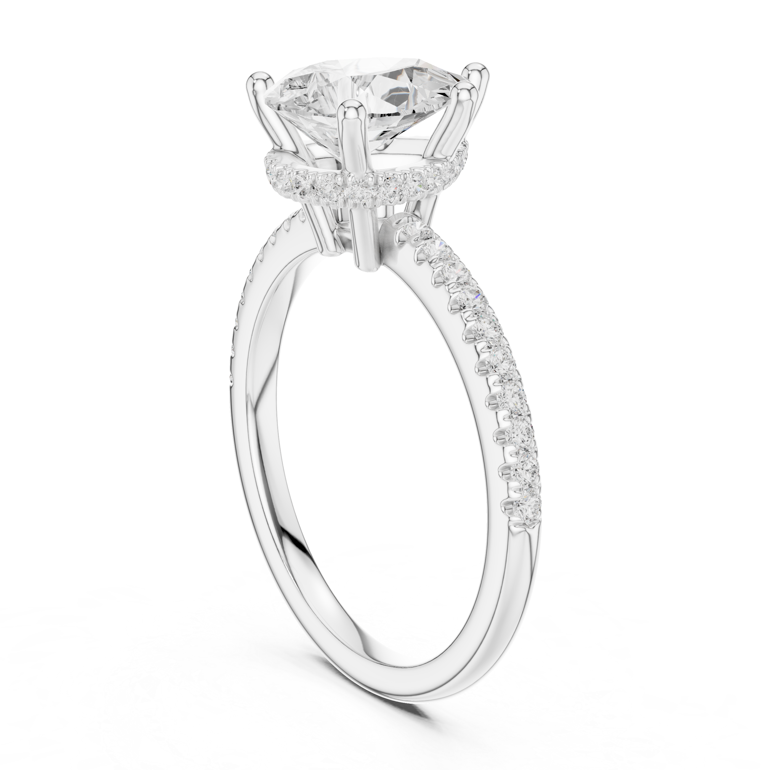 2.00 CT Pear Cut Diamond Hidden Halo Pavé Engagement Ring
