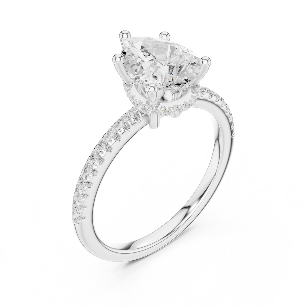2.00 CT Pear Cut Diamond Hidden Halo Pavé Engagement Ring