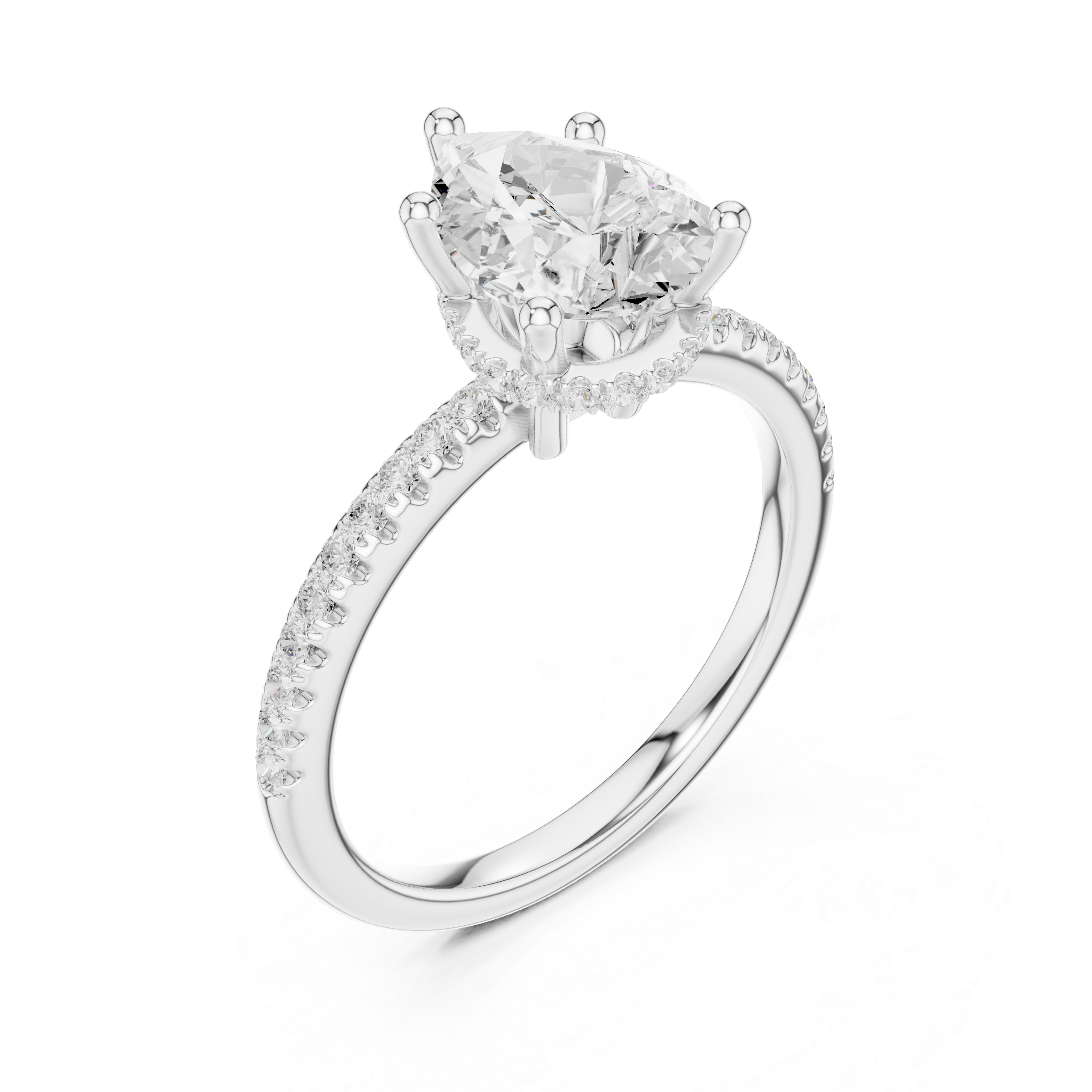 2.00 CT Pear Cut Diamond Hidden Halo Pavé Engagement Ring
