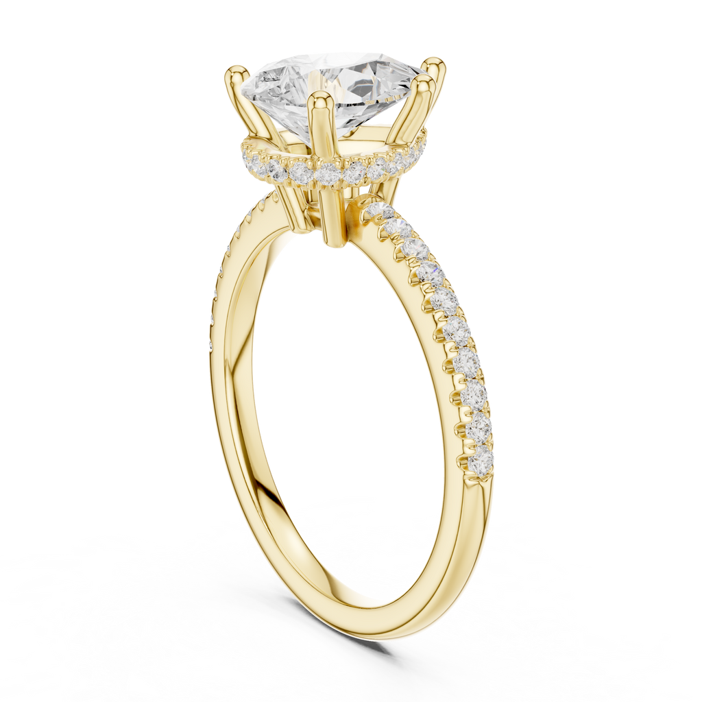 2.00 CT Pear Cut Diamond Hidden Halo Pavé Engagement Ring