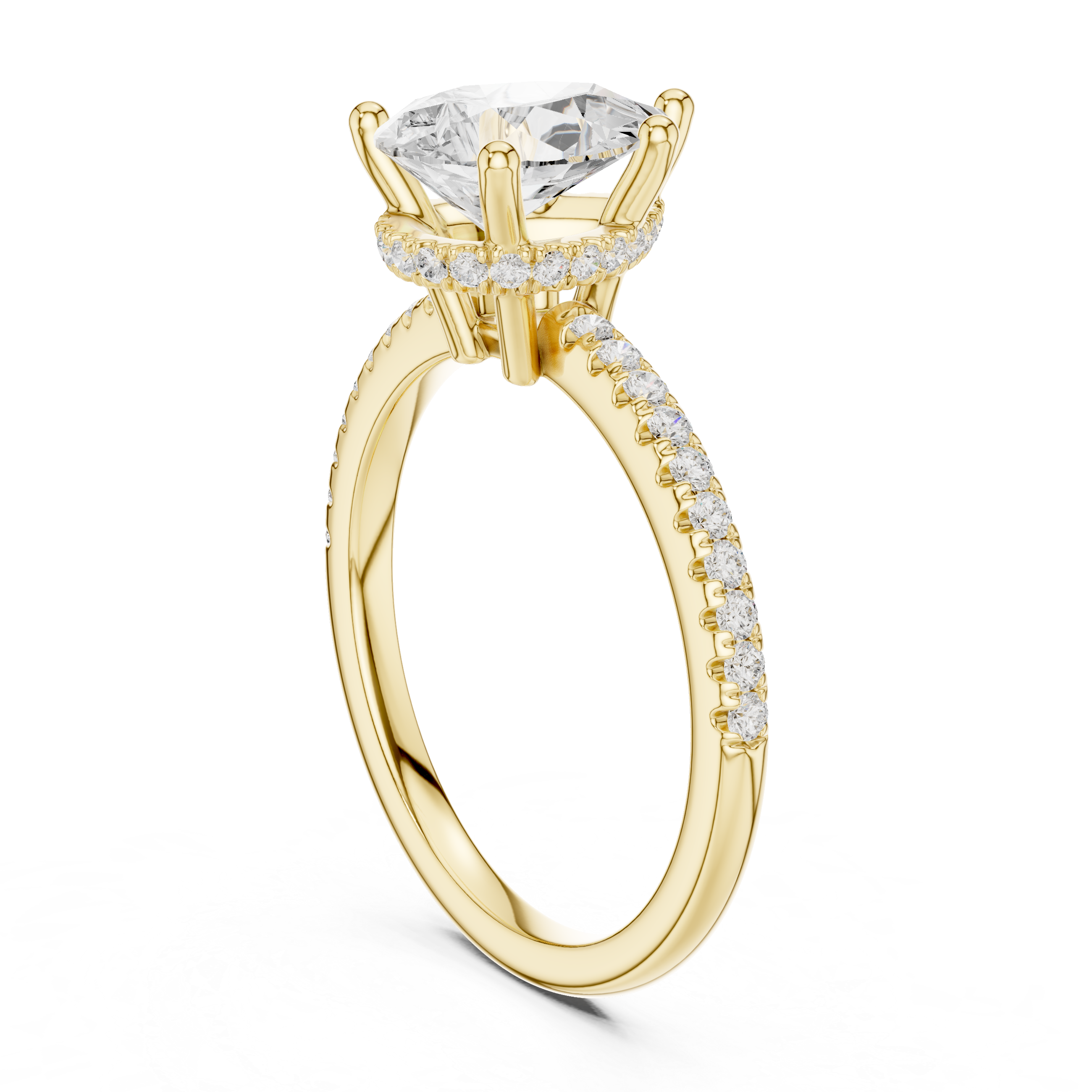 2.00 CT Pear Cut Diamond Hidden Halo Pavé Engagement Ring
