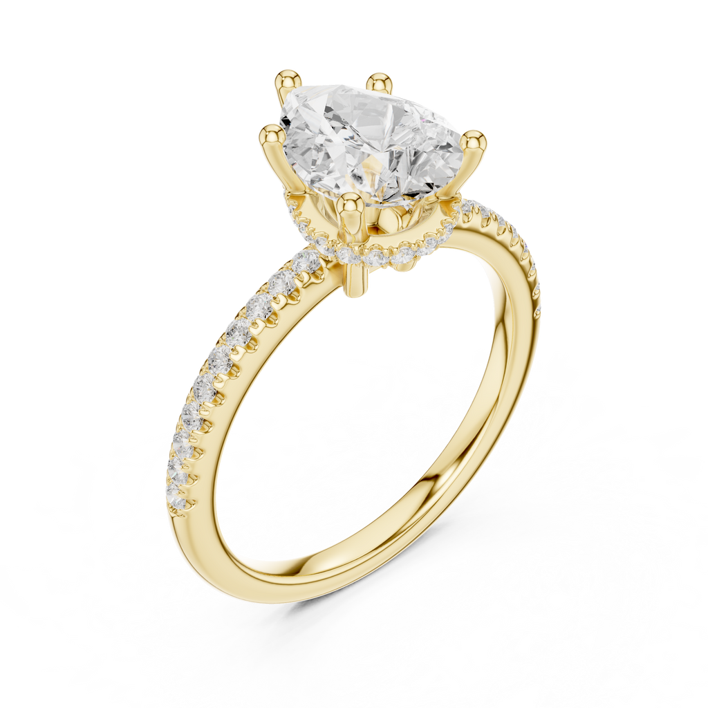 2.00 CT Pear Cut Diamond Hidden Halo Pavé Engagement Ring