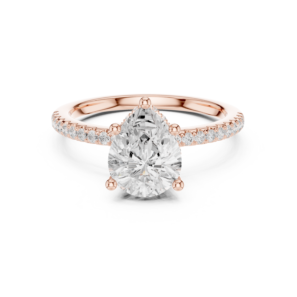 2.00 CT Pear Cut Diamond Hidden Halo Pavé Engagement Ring