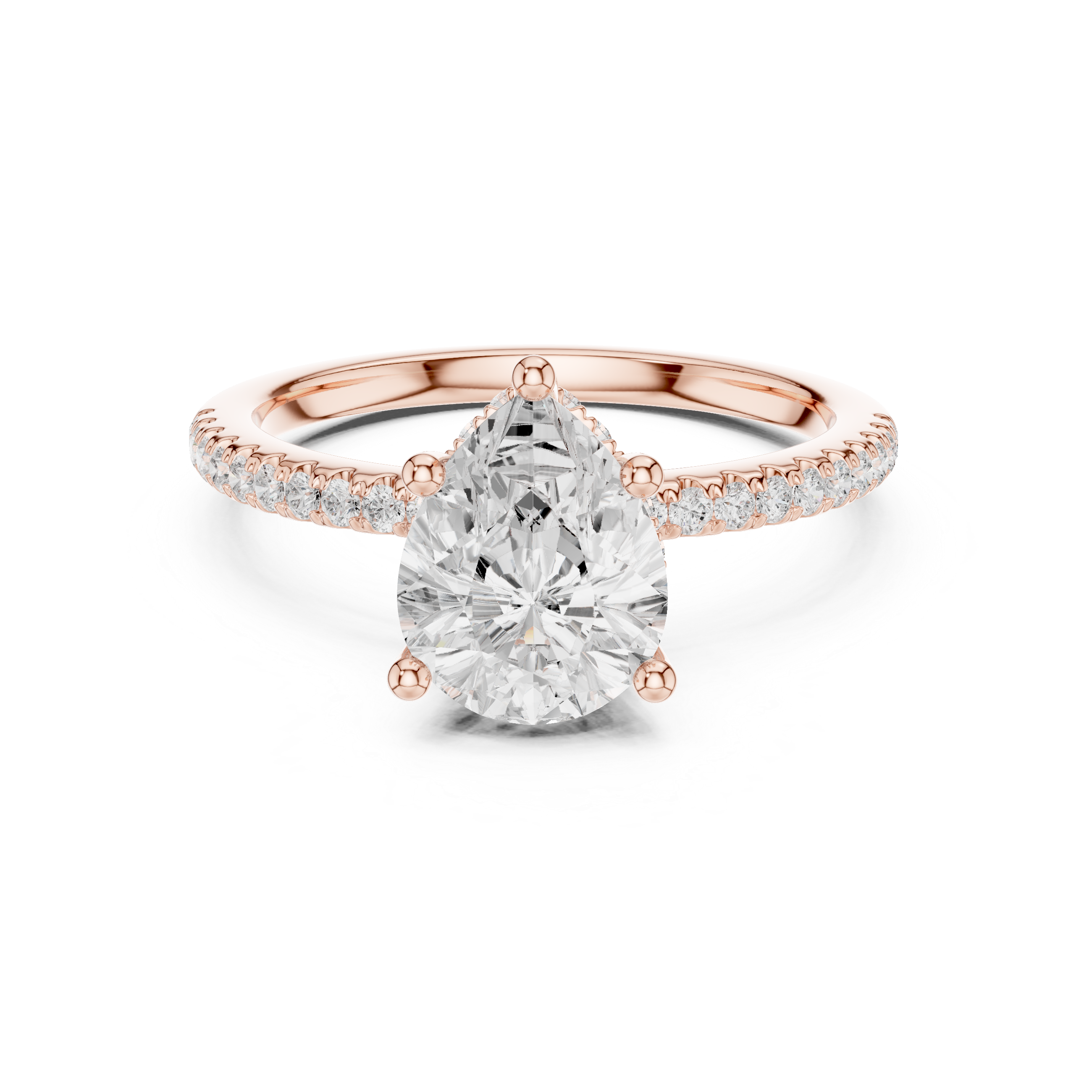 2.00 CT Pear Cut Diamond Hidden Halo Pavé Engagement Ring