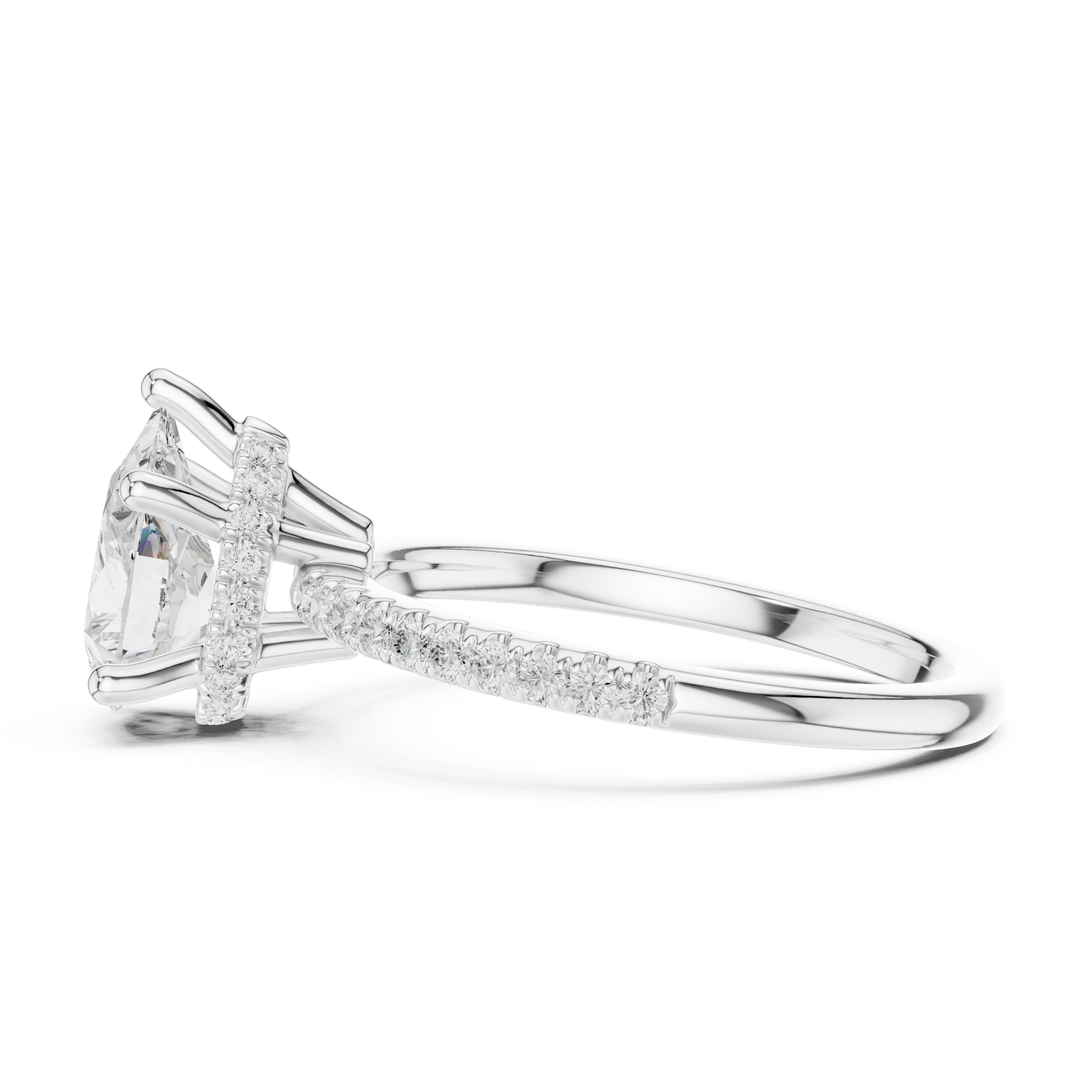 2.00 CT Pear Cut Diamond Hidden Halo Pavé Engagement Ring