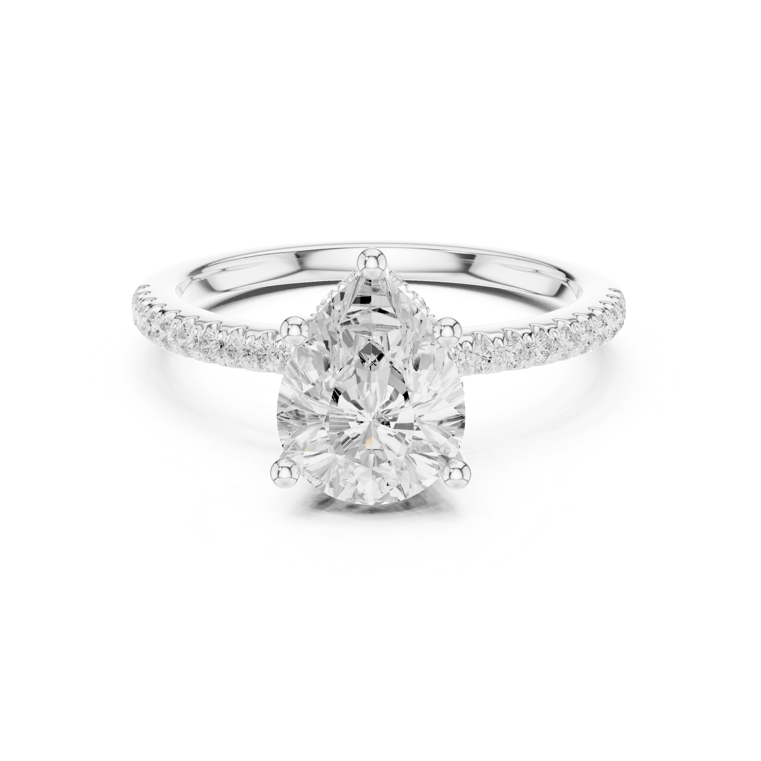 2.00 CT Pear Cut Diamond Hidden Halo Pavé Engagement Ring