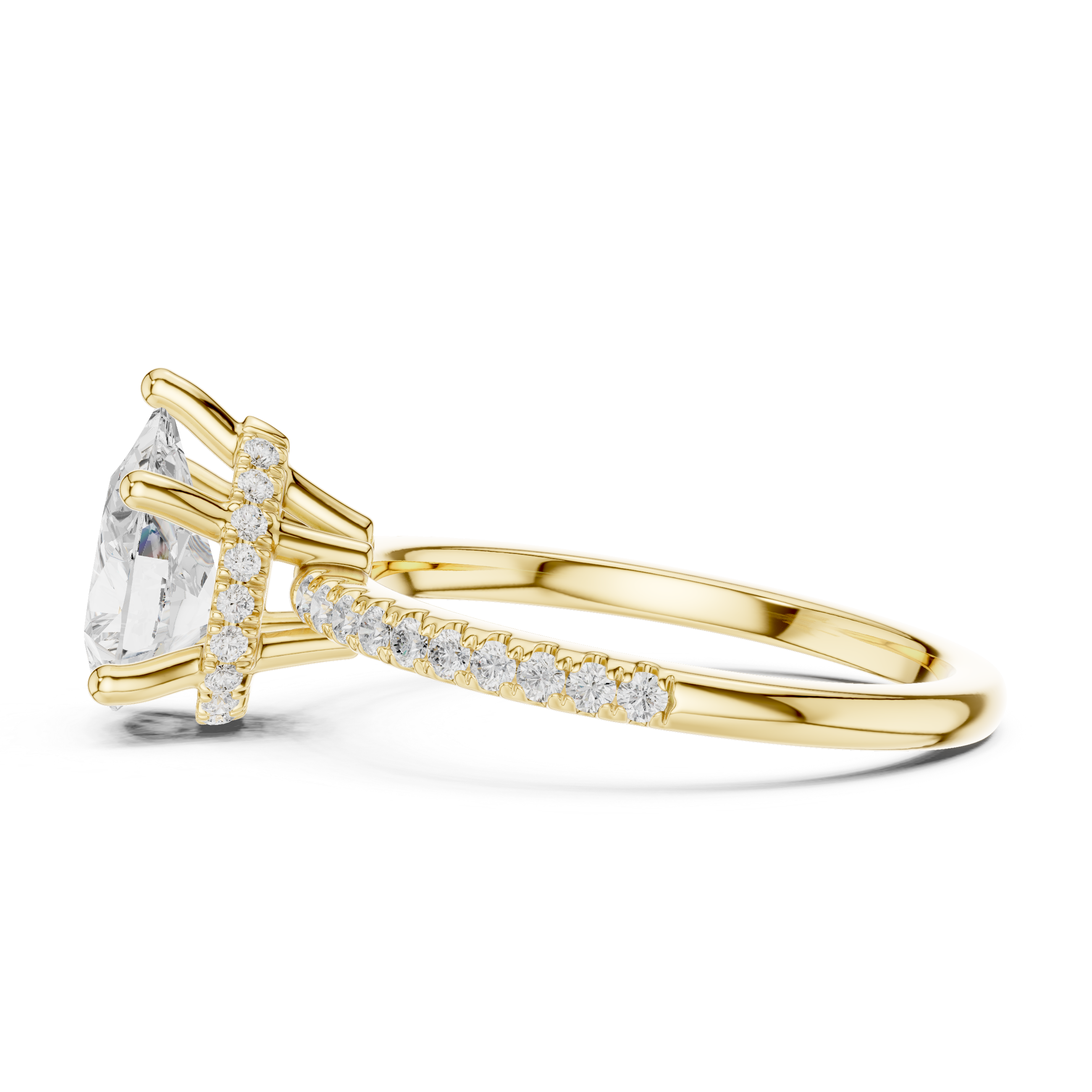 2.00 CT Pear Cut Diamond Hidden Halo Pavé Engagement Ring