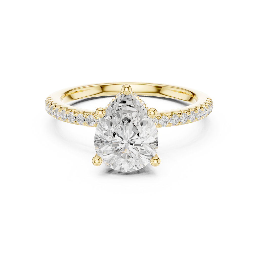 2.00 CT Pear Cut Diamond Hidden Halo Pavé Engagement Ring