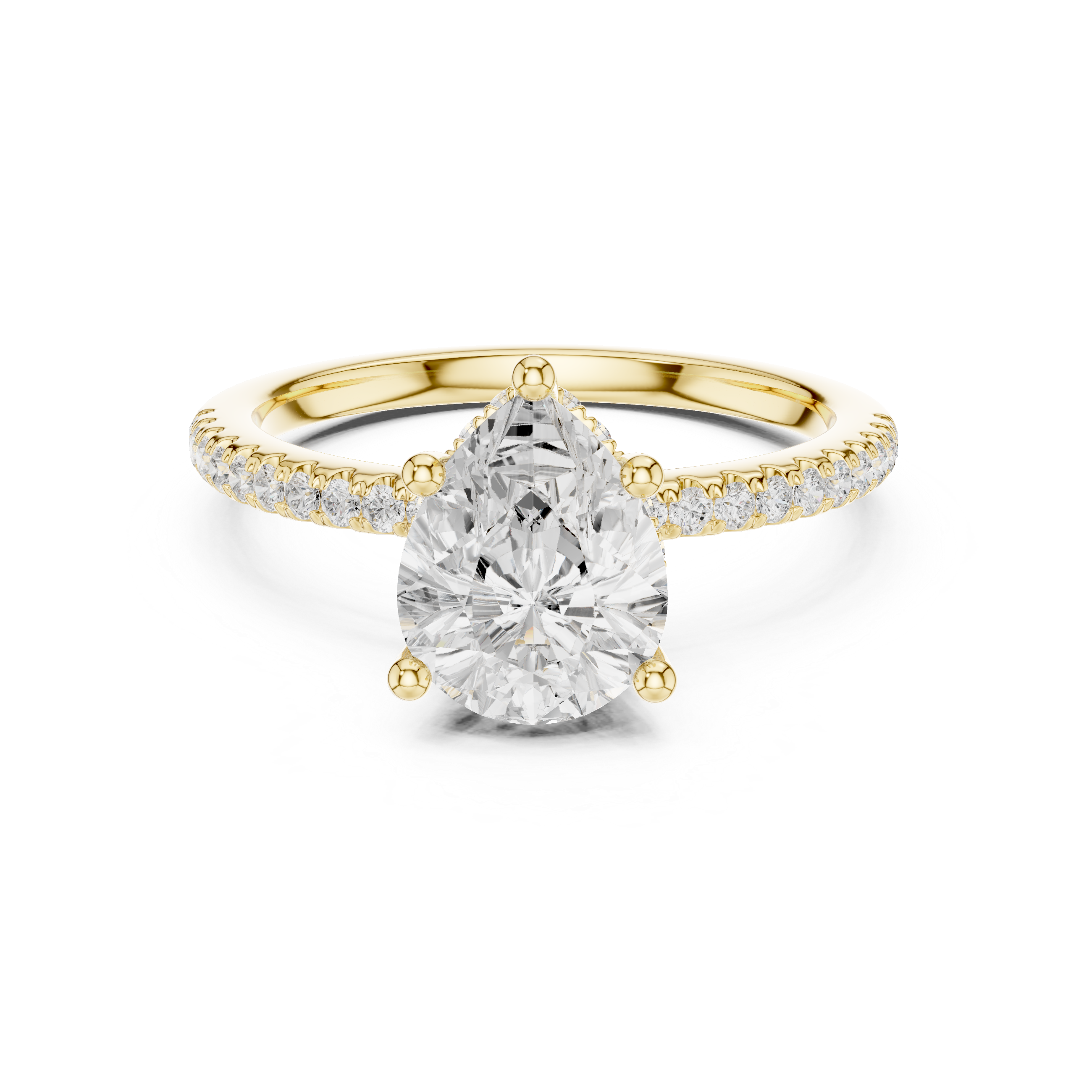2.00 CT Pear Cut Diamond Hidden Halo Pavé Engagement Ring