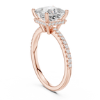 2.00 CT Princess Cut Diamond Hidden Halo Pavé Engagement Ring with Cathedral Setting