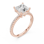 2.00 CT Princess Cut Diamond Hidden Halo Pavé Engagement Ring with Cathedral Setting