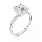 2.00 CT Princess Cut Diamond Hidden Halo Pavé Engagement Ring with Cathedral Setting