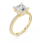 2.00 CT Princess Cut Diamond Hidden Halo Pavé Engagement Ring with Cathedral Setting