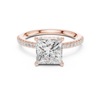 2.00 CT Princess Cut Diamond Hidden Halo Pavé Engagement Ring with Cathedral Setting