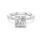 2.00 CT Princess Cut Diamond Hidden Halo Pavé Engagement Ring with Cathedral Setting