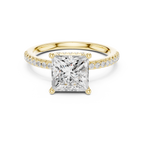 2.00 CT Princess Cut Diamond Hidden Halo Pavé Engagement Ring with Cathedral Setting