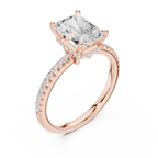 2.00 CT Radiant Cut Hidden Halo Pavé Diamond Engagement Ring in Cathedral Setting