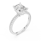2.00 CT Radiant Cut Hidden Halo Pavé Diamond Engagement Ring in Cathedral Setting