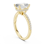 2.00 CT Radiant Cut Hidden Halo Pavé Diamond Engagement Ring in Cathedral Setting