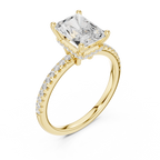 2.00 CT Radiant Cut Hidden Halo Pavé Diamond Engagement Ring in Cathedral Setting