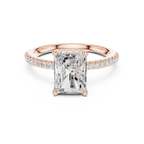 2.00 CT Radiant Cut Hidden Halo Pavé Diamond Engagement Ring in Cathedral Setting