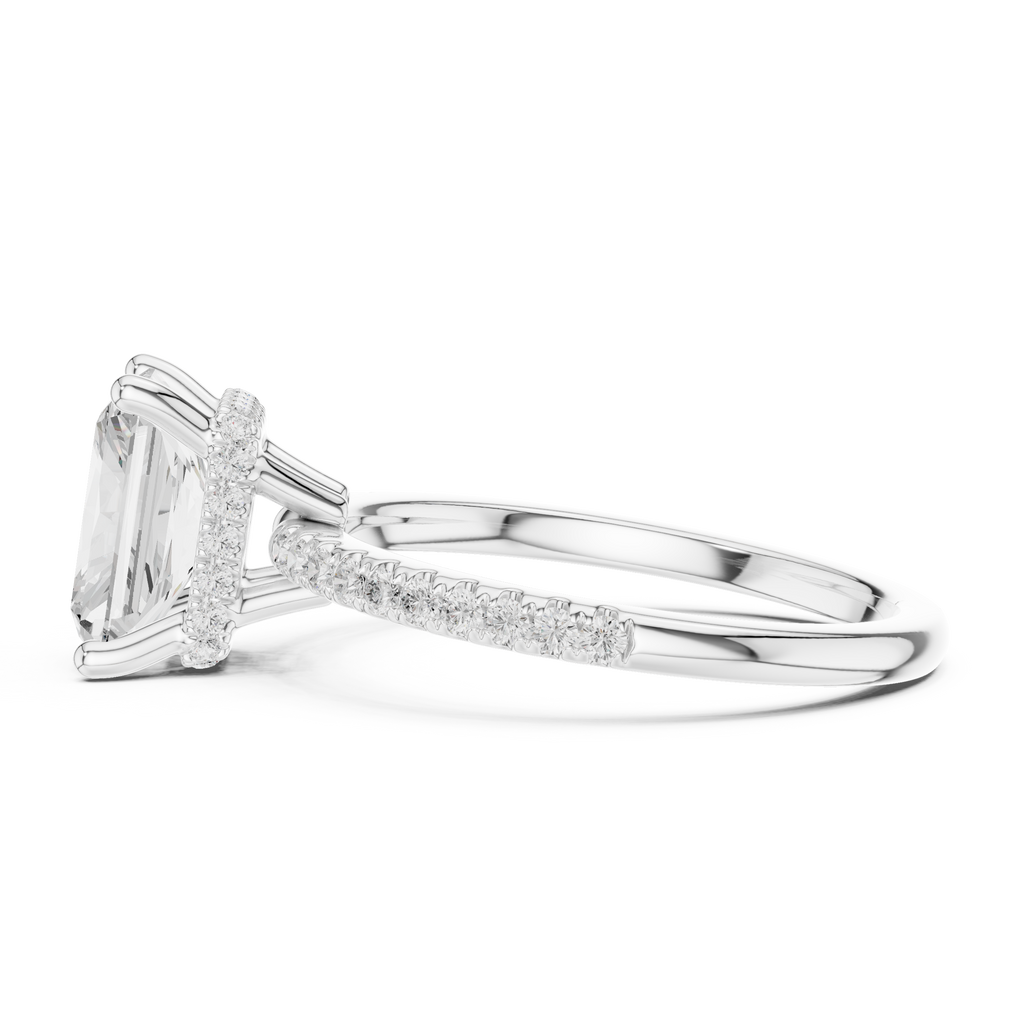 2.00 CT Radiant Cut Hidden Halo Pavé Diamond Engagement Ring in Cathedral Setting