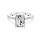 2.00 CT Radiant Cut Hidden Halo Pavé Diamond Engagement Ring in Cathedral Setting