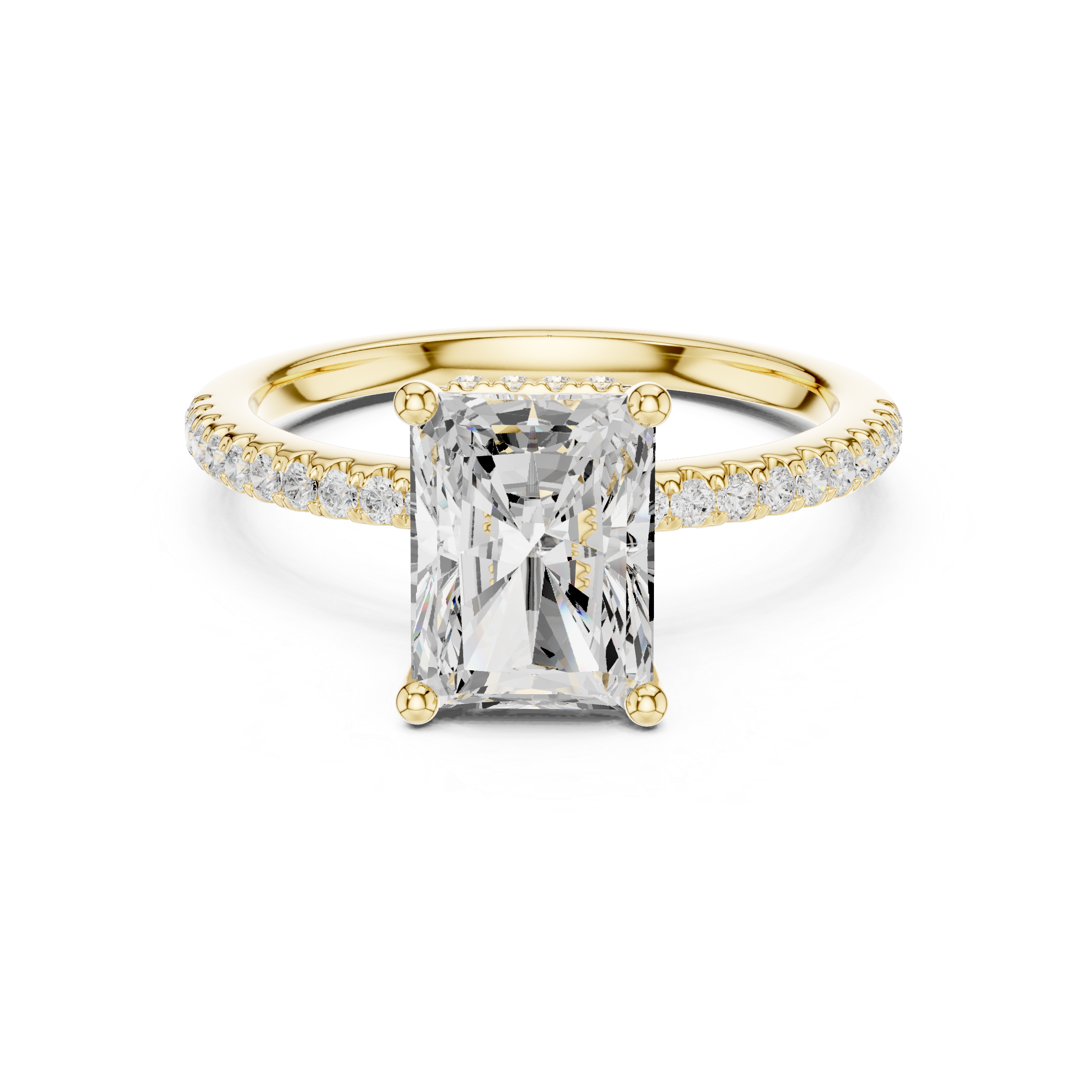 2.00 CT Radiant Cut Hidden Halo Pavé Diamond Engagement Ring in Cathedral Setting