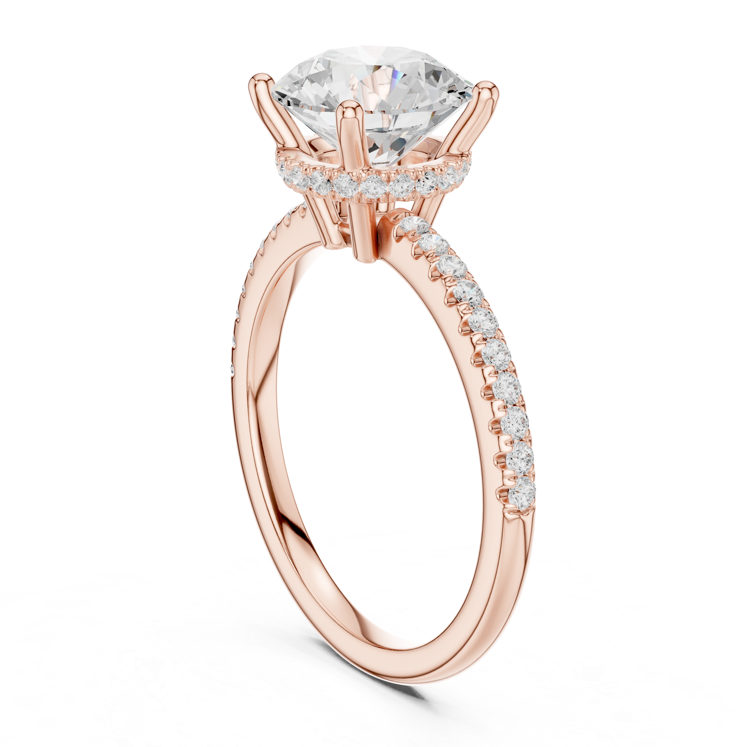 2.00 CT Round Brilliant Hidden Halo Pavé Diamond Engagement Ring in Cathedral Setting
