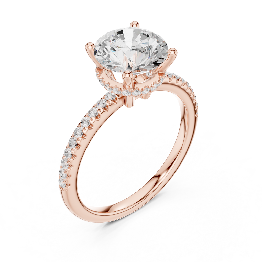 2.00 CT Round Brilliant Hidden Halo Pavé Diamond Engagement Ring in Cathedral Setting