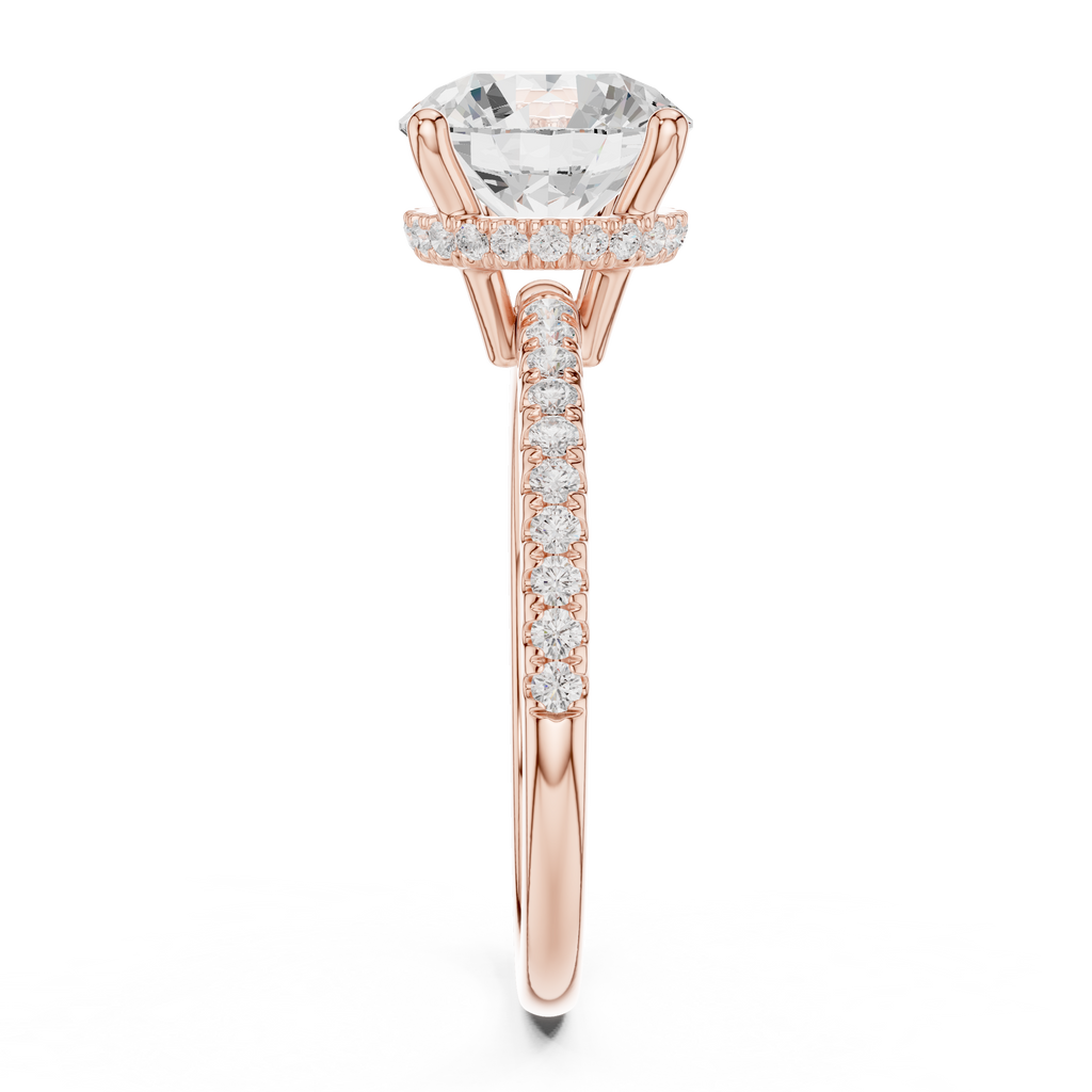 2.00 CT Round Brilliant Hidden Halo Pavé Diamond Engagement Ring in Cathedral Setting