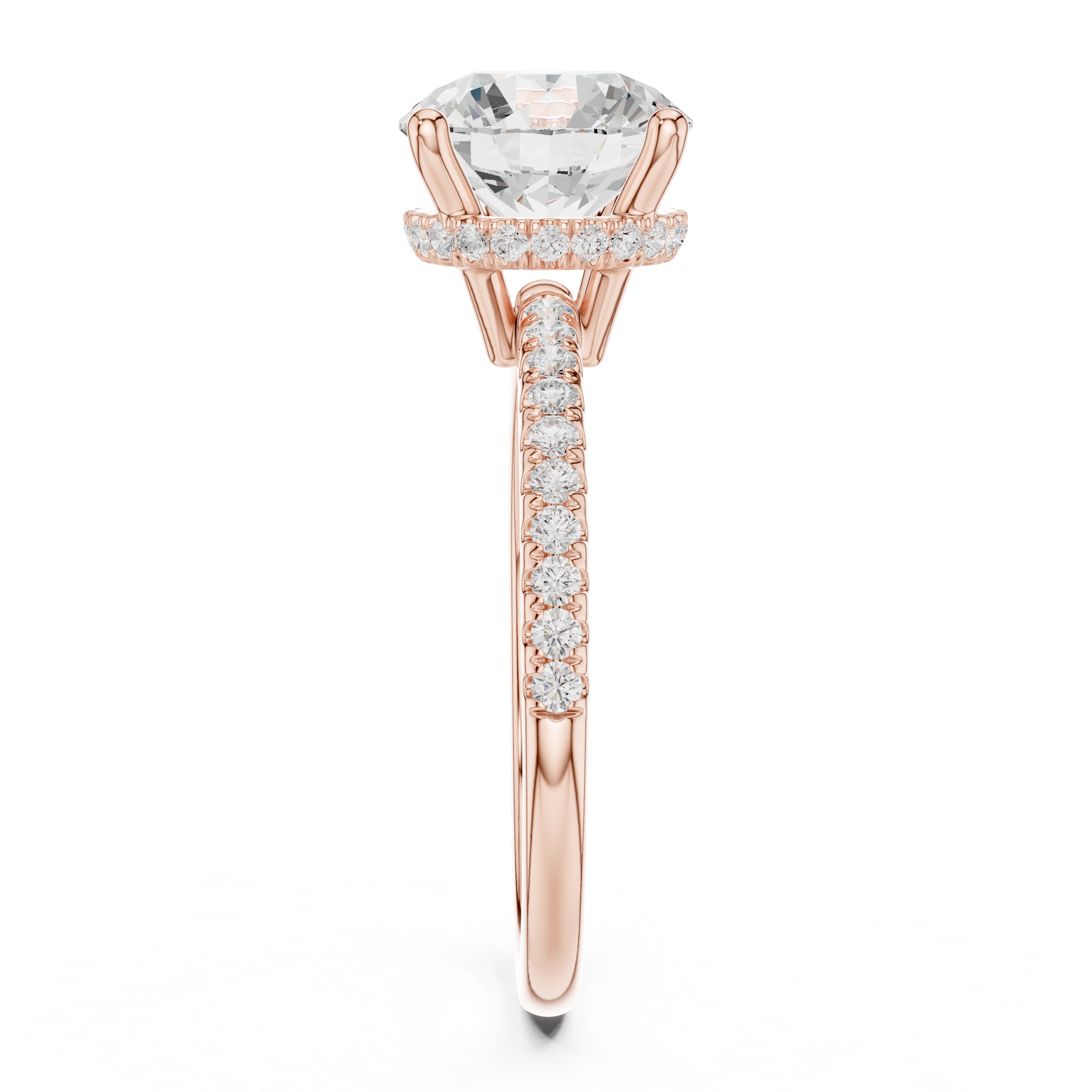 2.00 CT Round Brilliant Hidden Halo Pavé Diamond Engagement Ring in Cathedral Setting