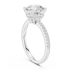 2.00 CT Round Brilliant Hidden Halo Pavé Diamond Engagement Ring in Cathedral Setting
