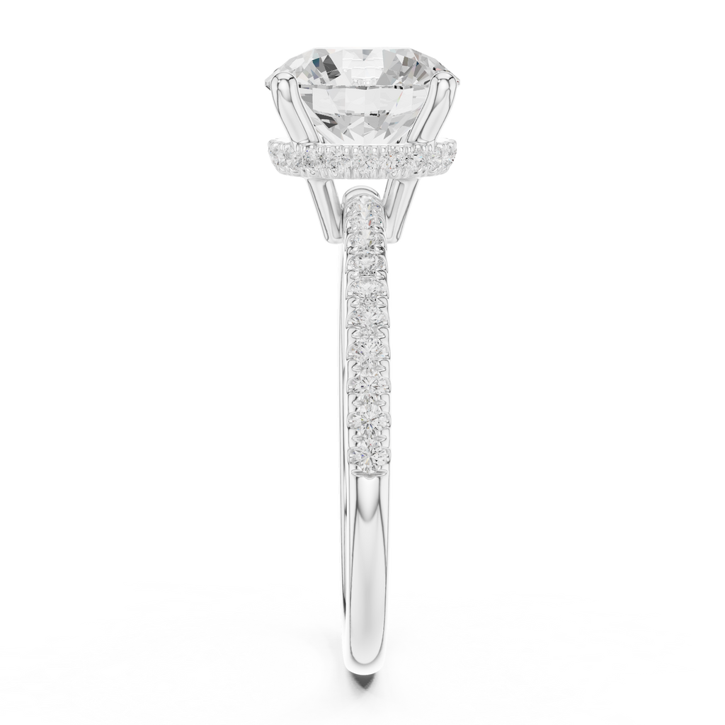 2.00 CT Round Brilliant Hidden Halo Pavé Diamond Engagement Ring in Cathedral Setting