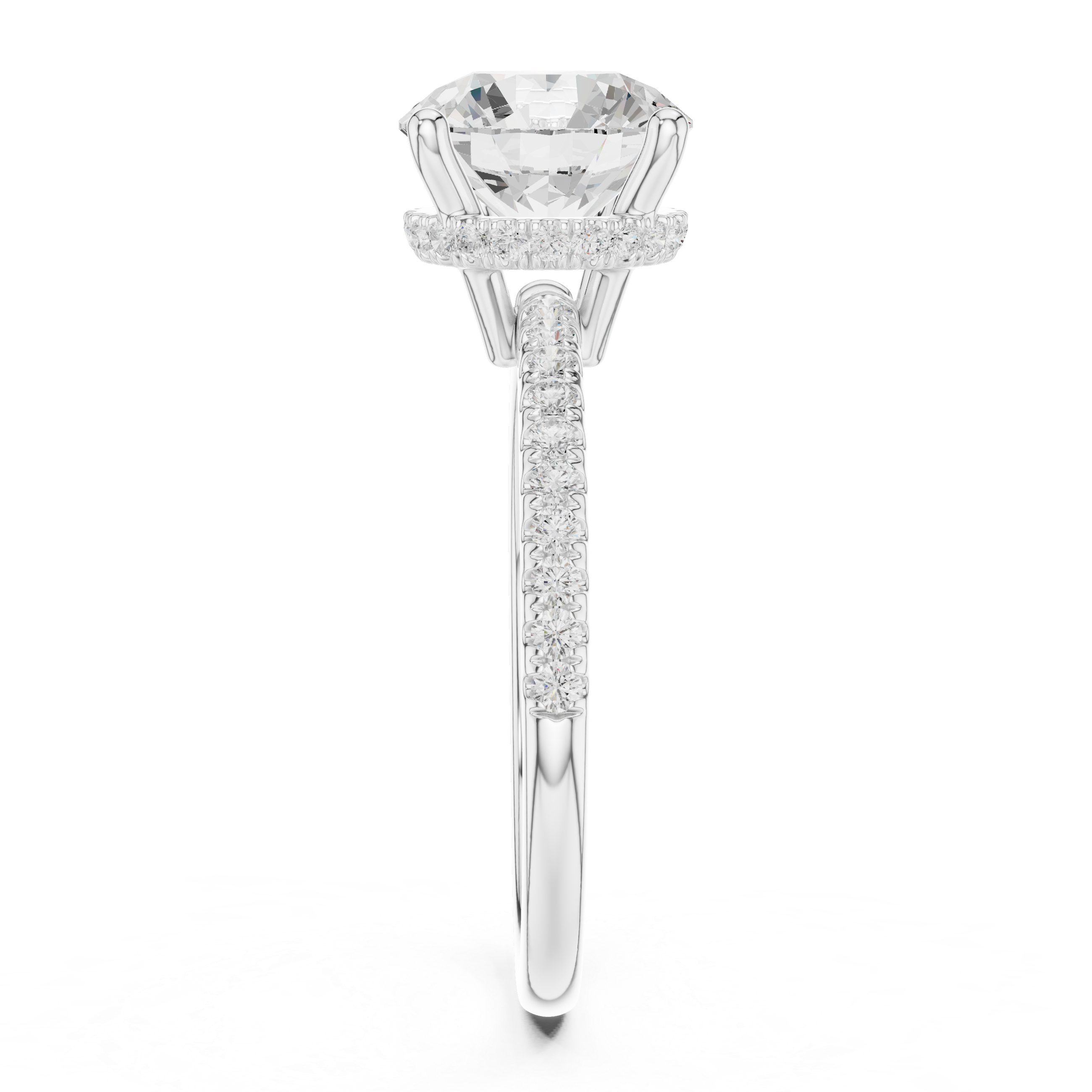 2.00 CT Round Brilliant Hidden Halo Pavé Diamond Engagement Ring in Cathedral Setting