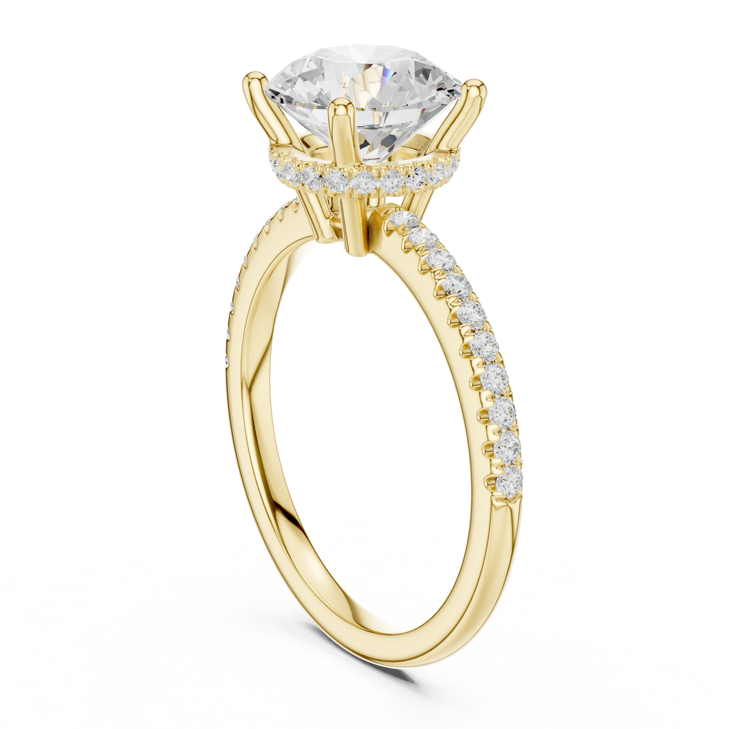 2.00 CT Round Brilliant Hidden Halo Pavé Diamond Engagement Ring in Cathedral Setting