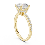 2.00 CT Round Brilliant Hidden Halo Pavé Diamond Engagement Ring in Cathedral Setting