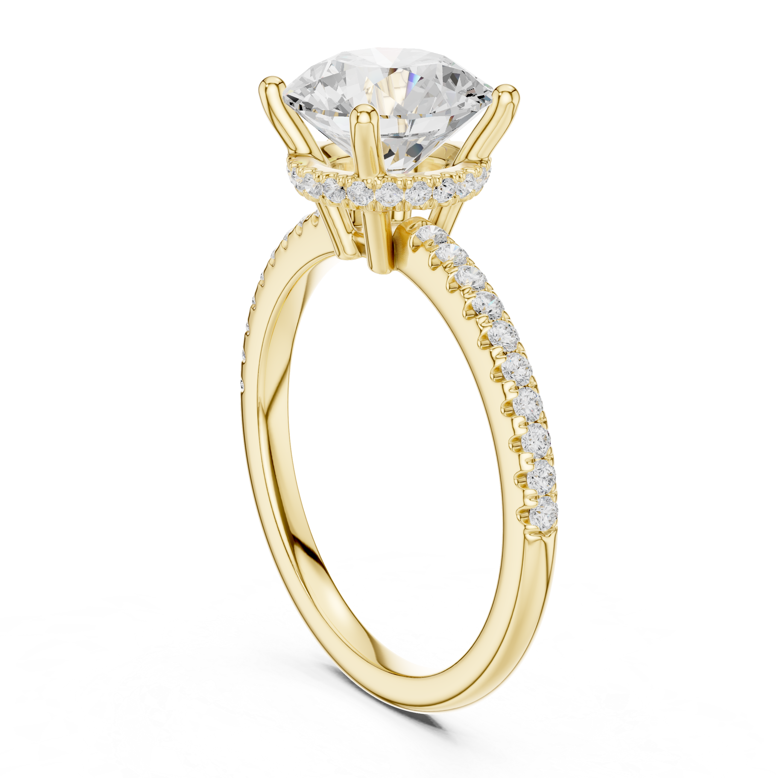 2.00 CT Round Brilliant Hidden Halo Pavé Diamond Engagement Ring in Cathedral Setting