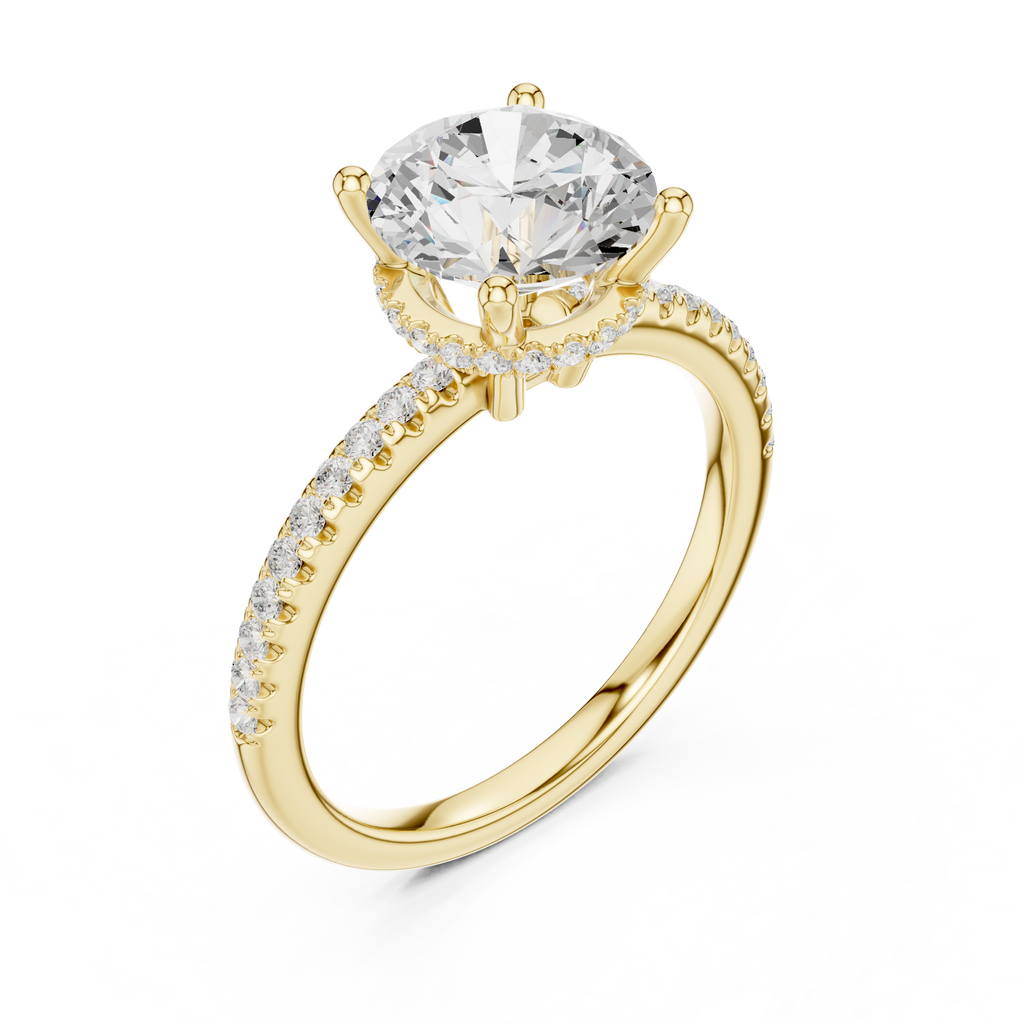2.00 CT Round Brilliant Hidden Halo Pavé Diamond Engagement Ring in Cathedral Setting