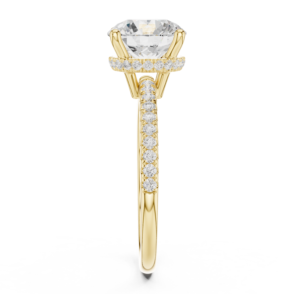 2.00 CT Round Brilliant Hidden Halo Pavé Diamond Engagement Ring in Cathedral Setting