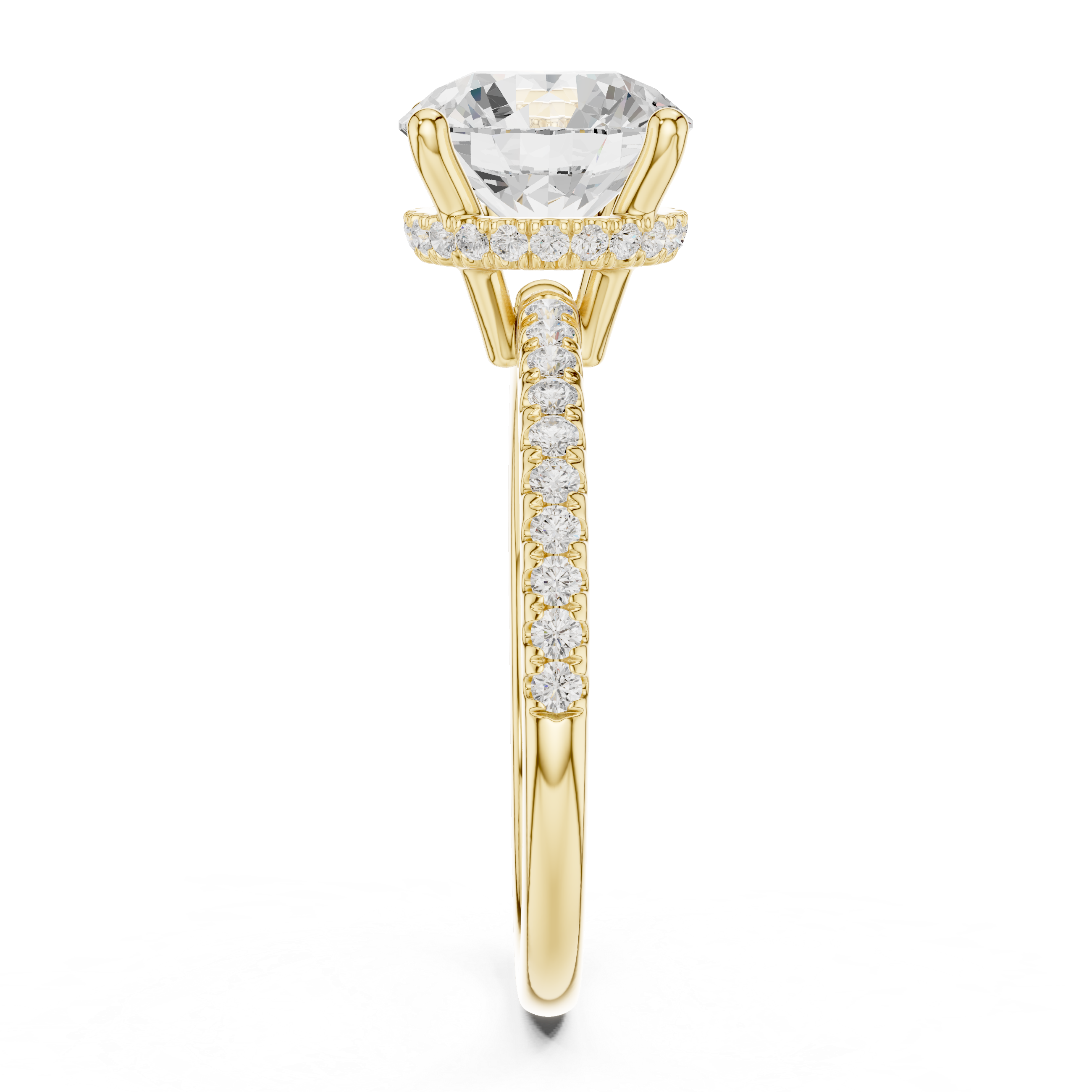 2.00 CT Round Brilliant Hidden Halo Pavé Diamond Engagement Ring in Cathedral Setting