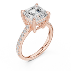 Asscher Cut Diamond Hidden Halo Cathedral Engagement Ring
