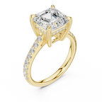 4.58 CT Asscher Cut Hidden Halo Diamond Engagement Ring