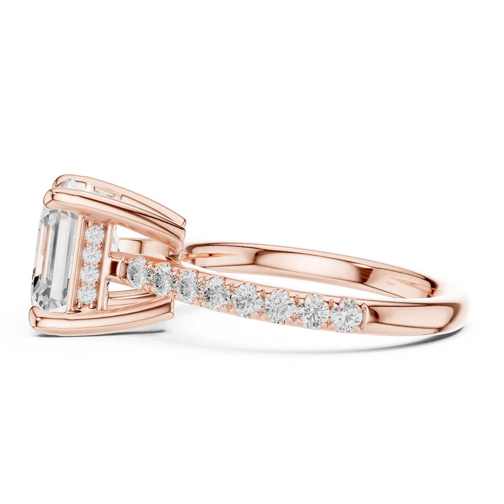 4.58 CT Asscher Cut Hidden Halo Diamond Engagement Ring